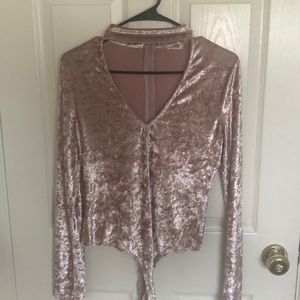 Velvet long sleeve onesie